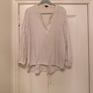 Ann Taylor drawstring pinstripe top M